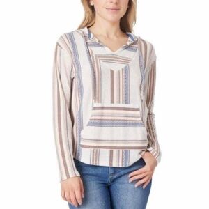 Wallflower Woman's Western Pullover Striped Hoodie Top - Size XL
